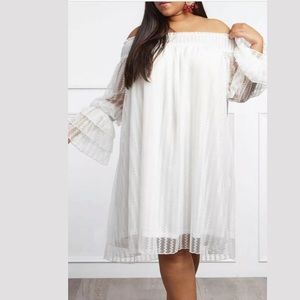 Ivory Plus Size Off The Shoulder Dress